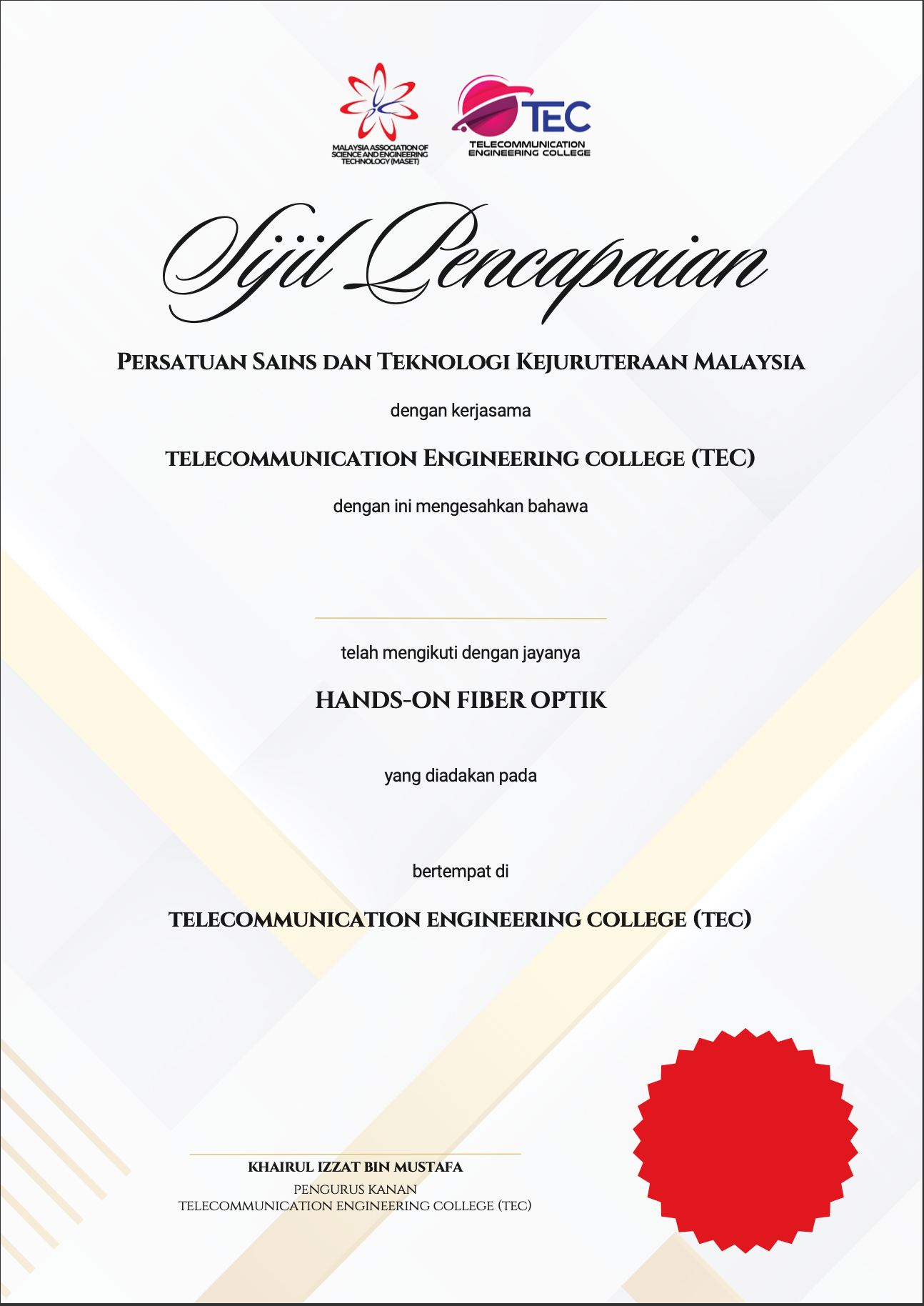 Structured Cabling Wiring and Design Certificate